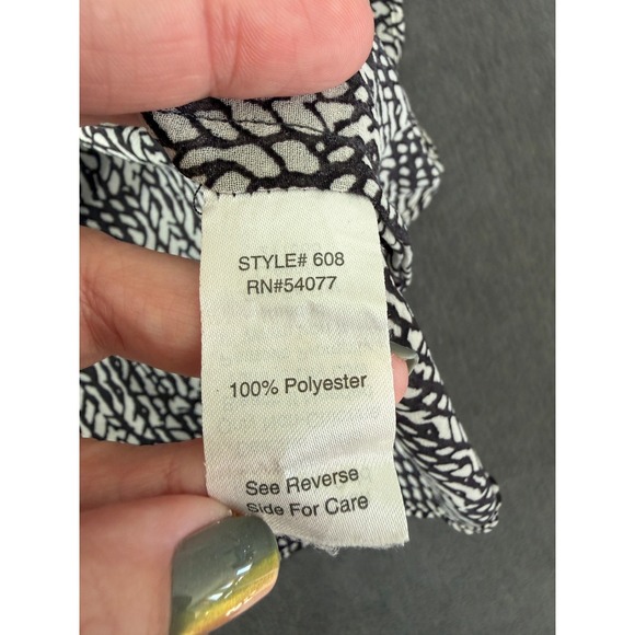 CAbi Sheer Sleeveless Blouse Womens XL Black White Abstract Artsy Minimalist - Picture 7 of 10